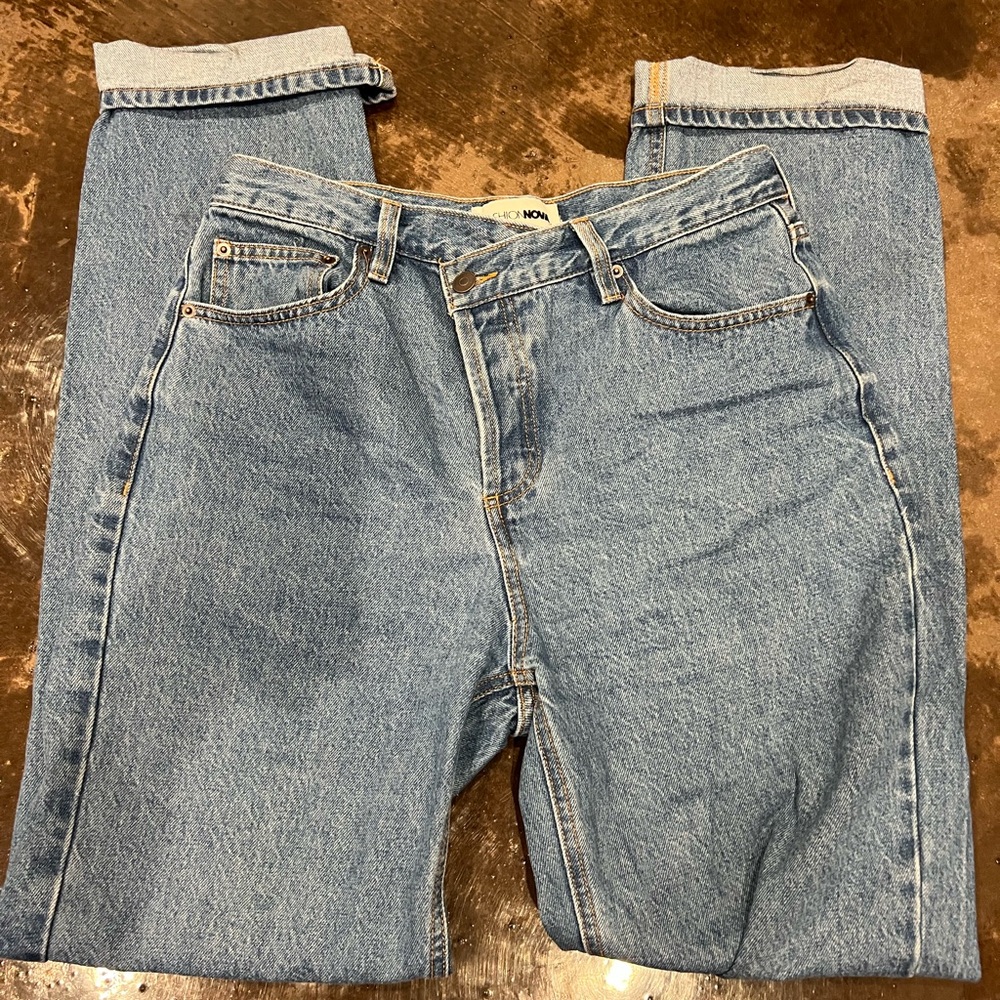 Fashion Nova CrissCross Button Jeans